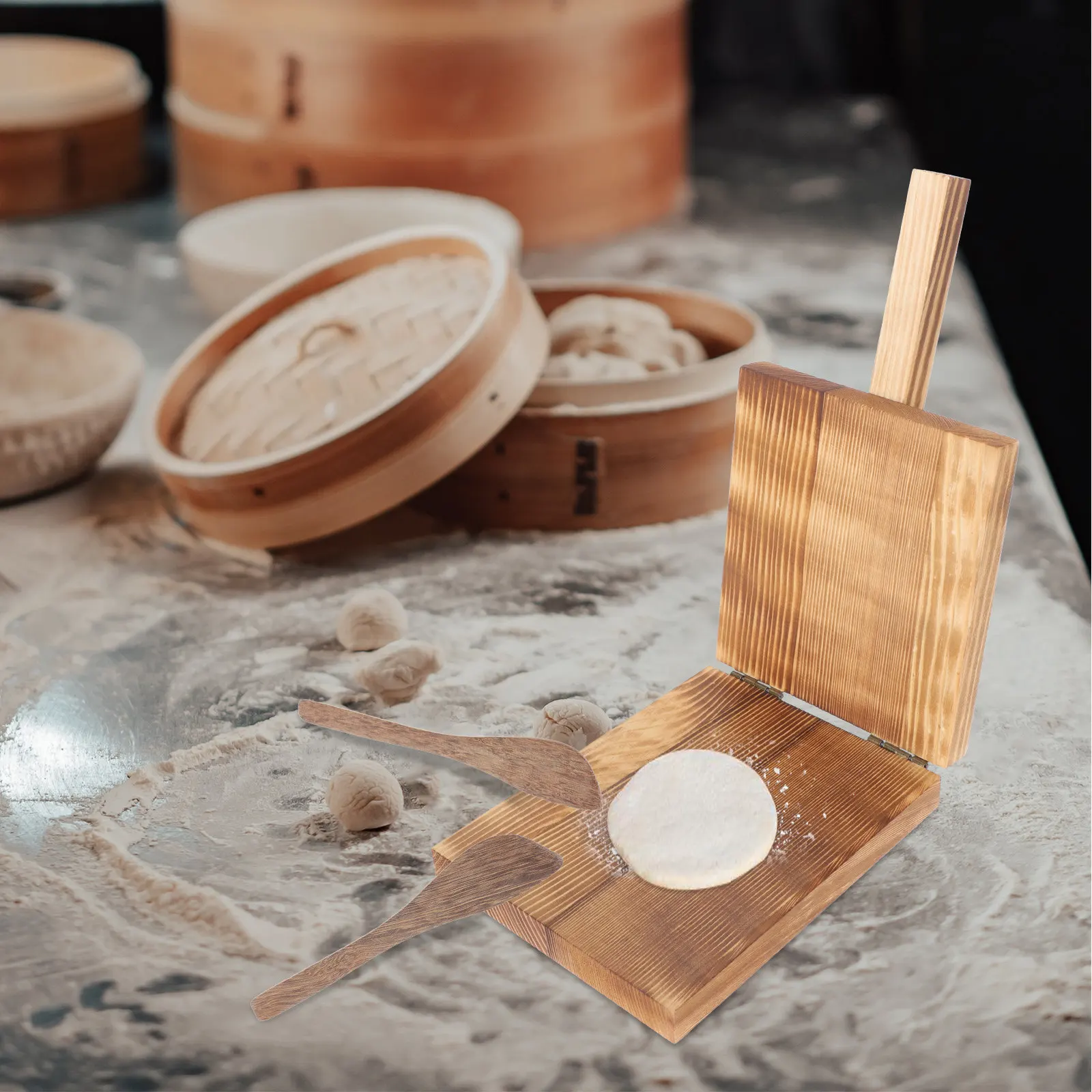 1 Juego de Herramientas de Madera para Prensar Masa de Empanadillas, Prensa de Masa de Grado Alimenticio para Hacer Empanadillas y Galletas, Ahorra Esfuerzo en la Cocina