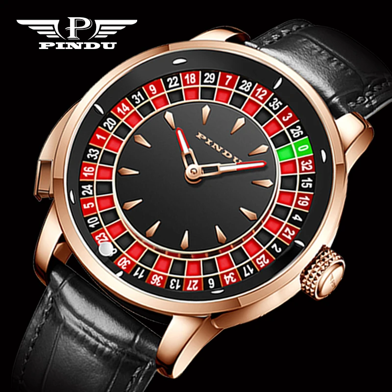 PINDU Design New Push Button Turn Russian Roulette Game 46MM  Mechanical Watch Men NH35A Sapphire Mirror Diamond Dial Men Watch