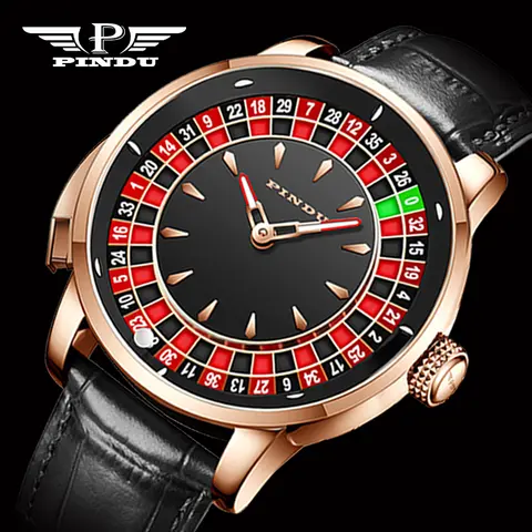 PINDU Design New Push Button Turn Russian Roulette Game 46MM  Mechanical Watch Men NH35A Sapphire Mirror Diamond Dial Men Watch