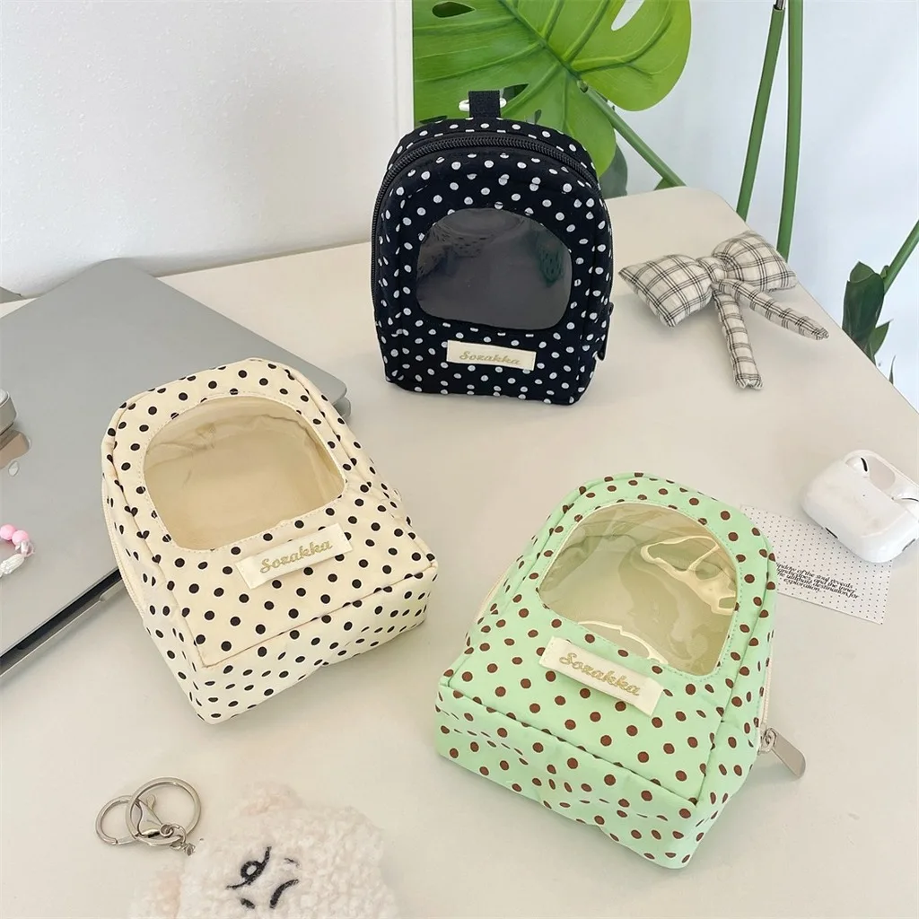 Cotton Doll Storage Bag Textured Hanging Clip Bag Dust-Proof Display Bag Transparent For Travel Backpack Attachment Display