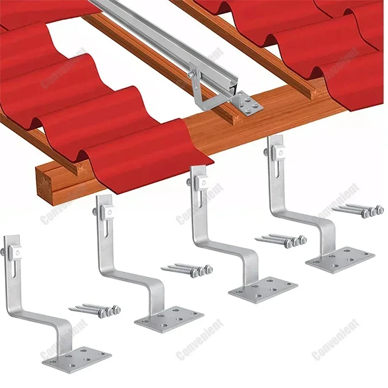 1/4 Stück Solarpanel-Dachhaken, Photovoltaik-Panel, Fliesen-Dachhaken-Set, 304 Edelstahl, Solarpanel-Halterung, Zubehör