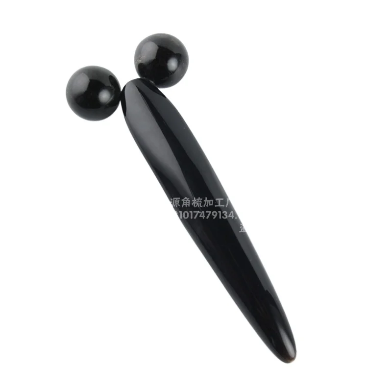 Natural Black Buffalo Horn Massage Stick Roller Point Bar Facial Beauty Massager