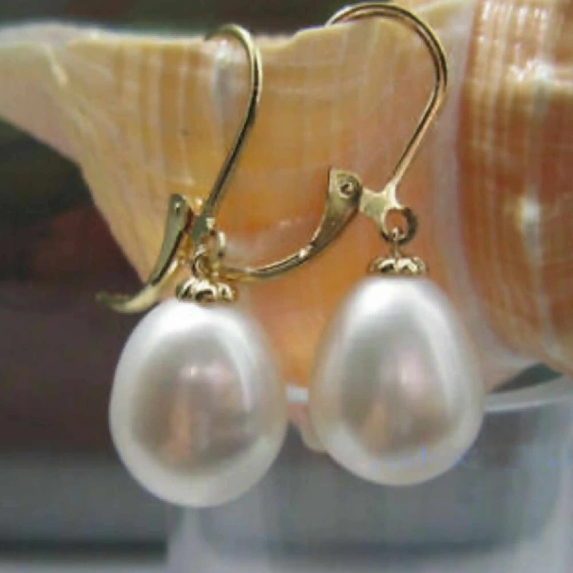 10-12mm Fashion natural white south Sea Pearl 14k gold earrings Diy Freshwater Lucky Halloween Cultured New Year Aquaculture