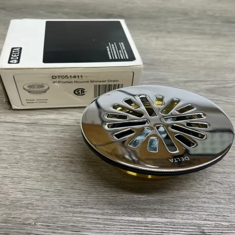

Brand New Ready Stock Brand New DT051411 4" Prefab Round Shower Drain Chrome for Plc
