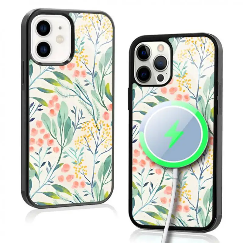 Botanical Garden Phone Case For IPhone 11 12 13 14 15 Plus Pro Max Mirror Acrylic Cover For Magsafe Wireless Charging