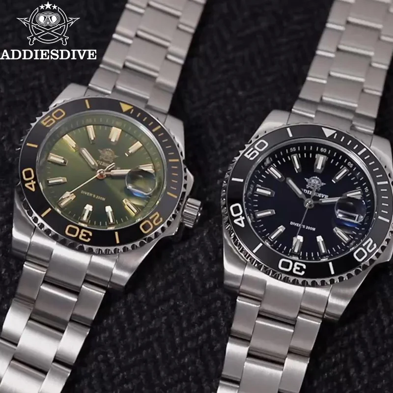 

ADDIESDIVE 41mm Quartz Watches 200m Waterproof Ceramic Bezel BGW9 Luminous Luxury Diving Watch AR Coating Stainless Men's Watch
