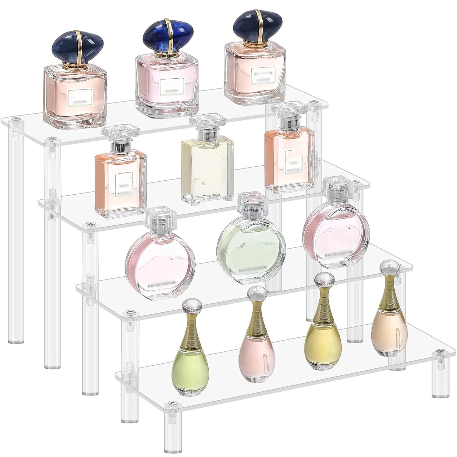 Transparent Acrylic Display Stand Pottery Storage Rack - Doll Clay Figurine Ladder Shelf for Makeup Organization Home Store