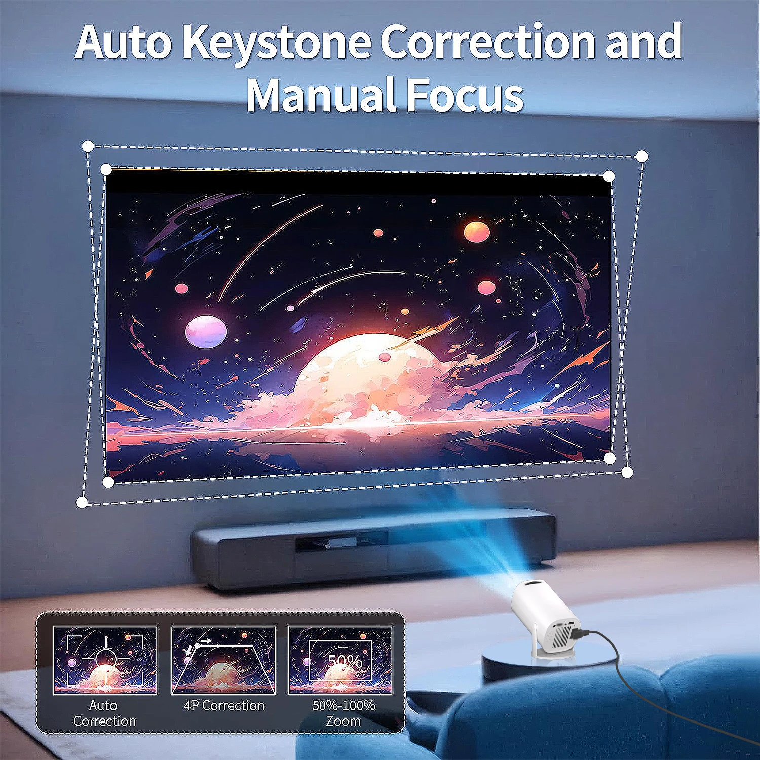 Mini proyector Android con alta resolución, WiFi y Bluetooth, AirPlay - imagen 3