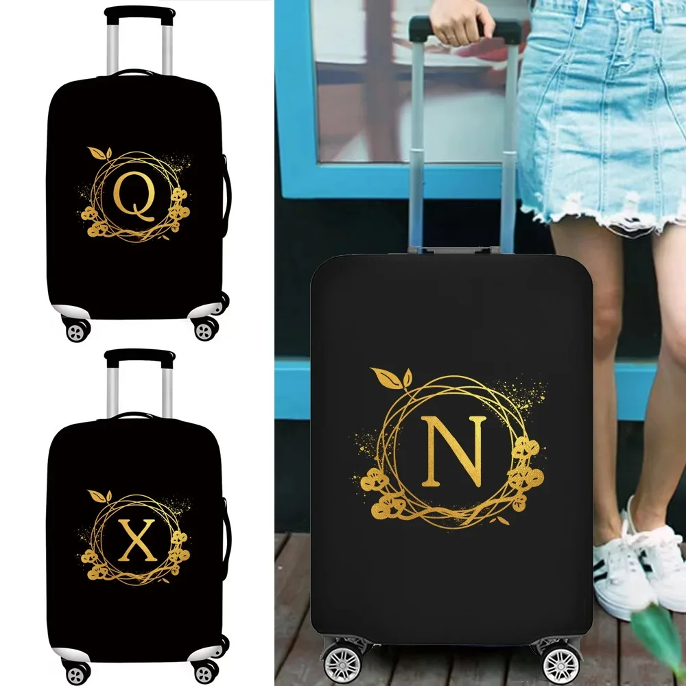 Travel Luggage Cover Elastic Trolley Baggage Covers for 18-32 Wreath Letter Print Traveling Accessories Suitcase Protective Case