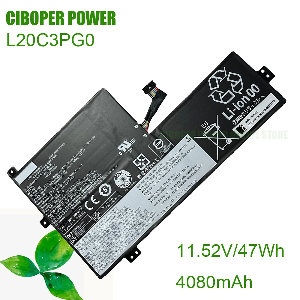 CP Genuine Laptop Battery L20L3PG0 L20C3PG0 L20D3PG0 11.52V/47WH/4080MAH SB11B36305SB11B36308 SB11B36299 SB11B36319 Notebook