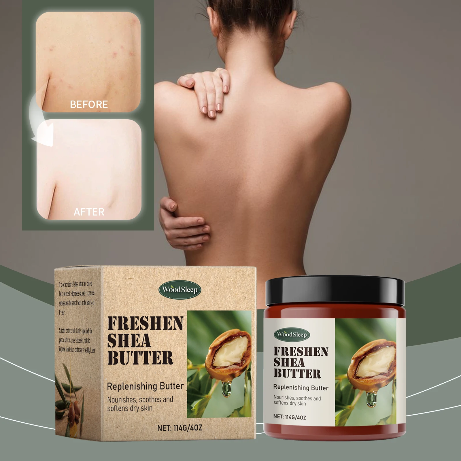 

WoodSleep Shea Bug Cream Ежедневный увлажняющий крем для кожи тела Увлажняющий увлажняющий крем для ухода за телом