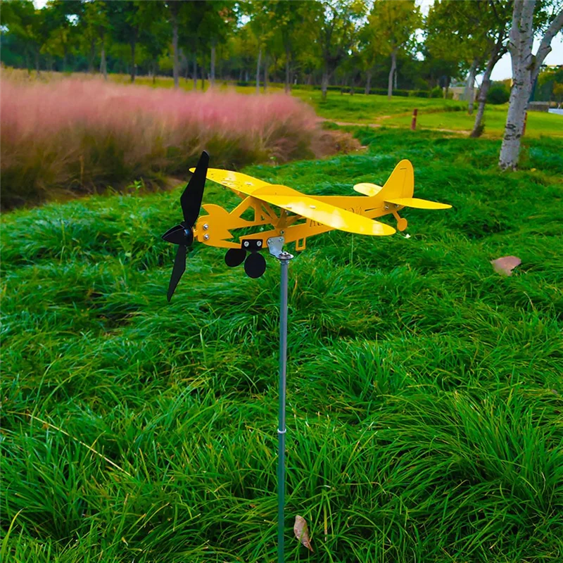

N08R Whirligigs And Wind Spinners Airplane Windmill Iron Wind Spinners Wind Plane Sculptures Spinners Airplane Wind Spinners Dur