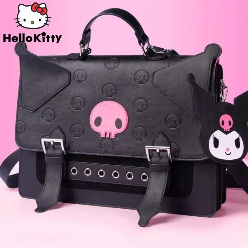 Bolsa tiracolo Sanrio feminina de grande capacidade, bolsa de ombro em estilo japonês, estilo academia Kuromi, Y2k JK, tendência, nova