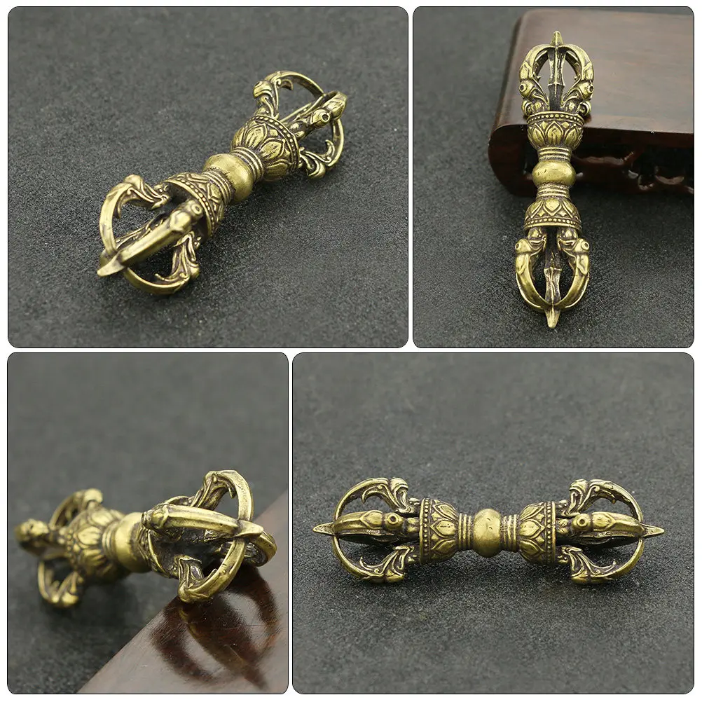 Copper Vajra Pestle Decor Vintage Metal Ornament for Home Office Temple Desktop Decoration Retro Buddhist Artifact
