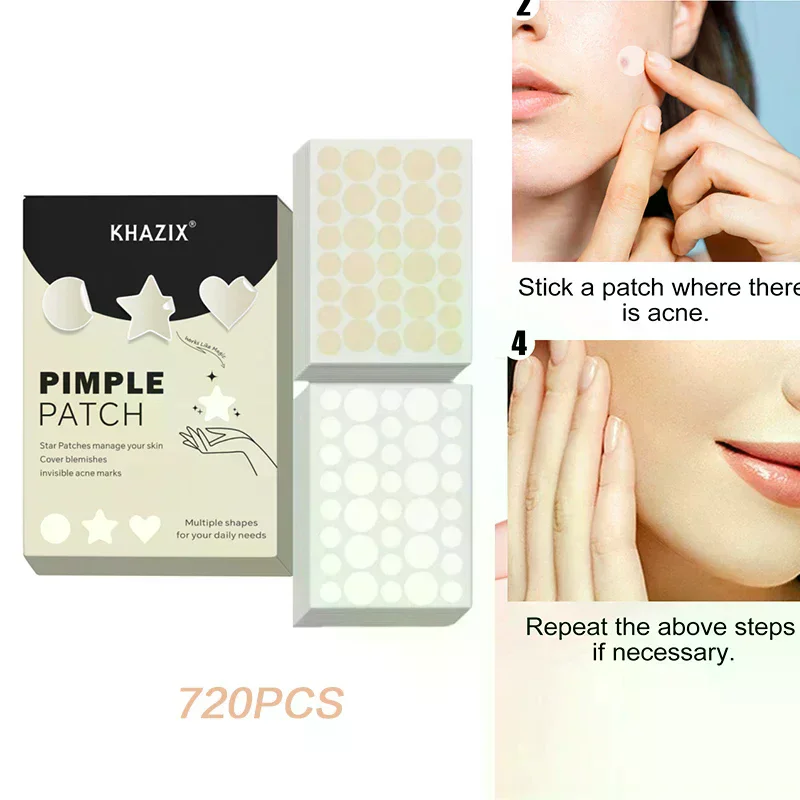 720 قطعة من رقع حب الشباب للعناية بالبشرة، ملصقات دائرية شفافة ولون البشرة، أدوات مكياج لتغطية بقع الوجه للبشرة الواضحة #2