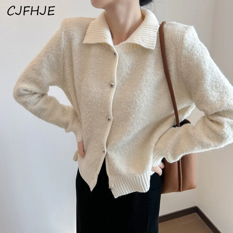 

CJFHJE New Korean Lazy Style Women's Knitted Sweater Top Spring Fashion Retro Loose Fitting Women Long Sleeved Knitted Sweater