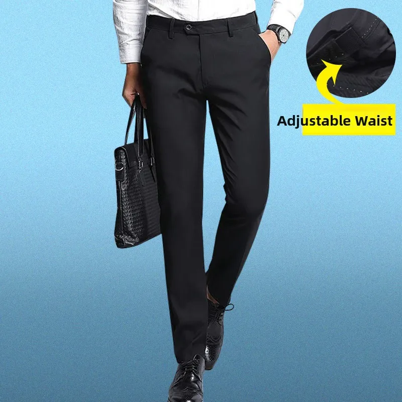 

Busin Suit Men's Bla Wedding Trousers for omsmen And Bridesmaids Long Pants for Work Straight Leg Suiting Trousers