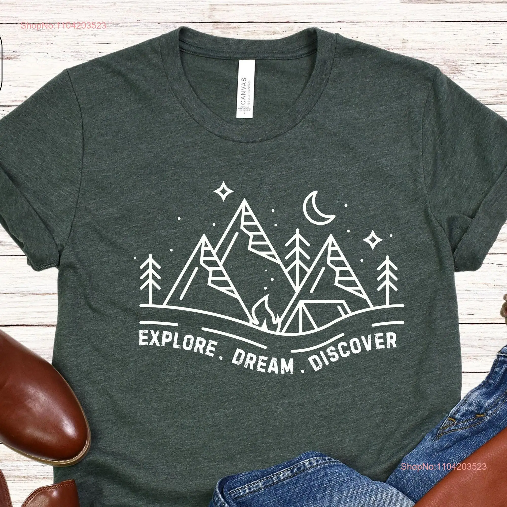 Adventure Awaits T Shirt Hiking Camping Mountain Vacation Road Trip Nature Lover Explore Dream Discover