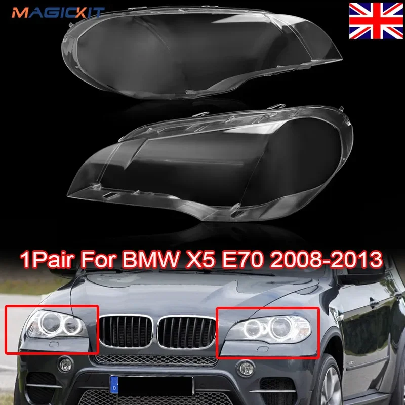 For BMW X5 E70 Transparent Lampshade Lamp Shell Car Clear Headlight Lens Cover Replacement Headlight Cover Lens 2008-2013