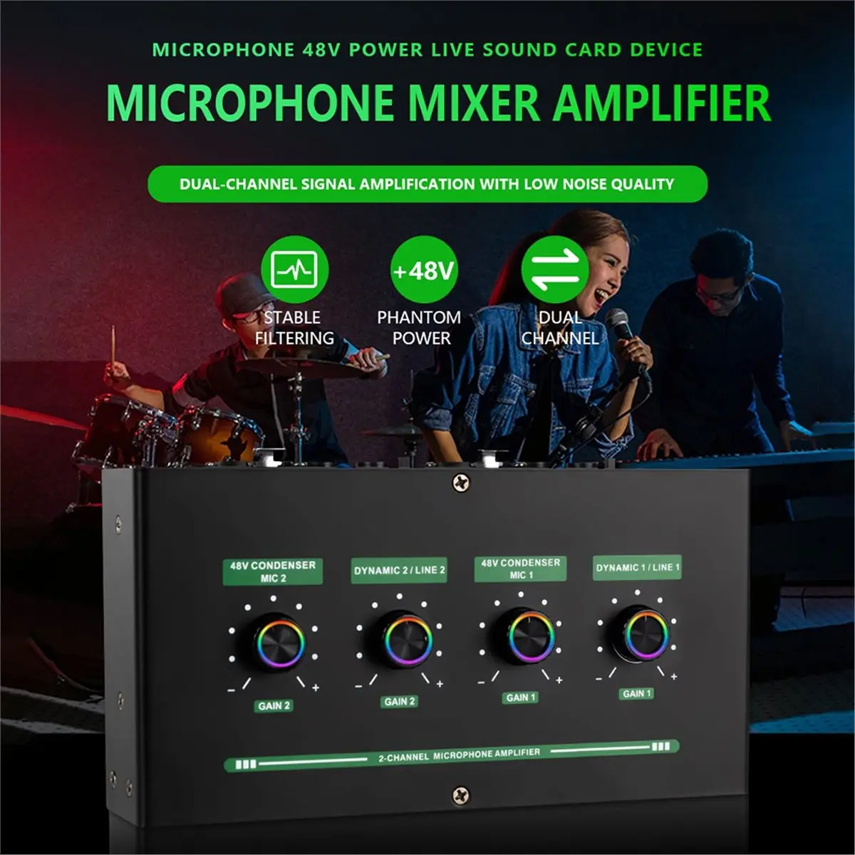 Mini Headphone Amplifier 2 Channels Stereo Audio Amplifier with Power Adapter Earphone Amp Regular Model