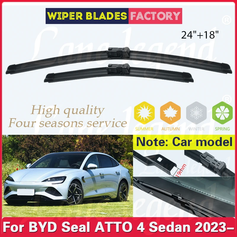 

Car Front Wiper Blades For BYD Seal ATTO 4 2023 61 81 kWh Windscreen Wiper Blade Brushes Cutter Goods 24"+18" Car Accessories