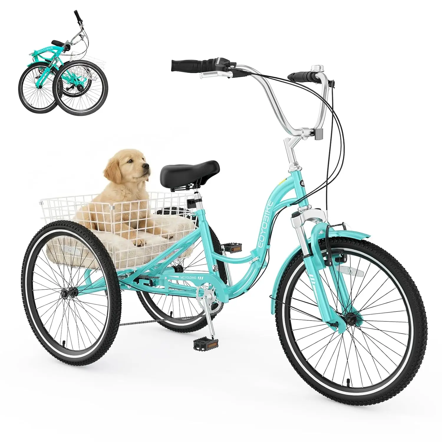 Adult Folding Tricycle 7 Speed 20/24/26 Inch, 3 Wheel Bike for Seniors Women Men, Low Step-Through Cruiser Bicycle, Customized