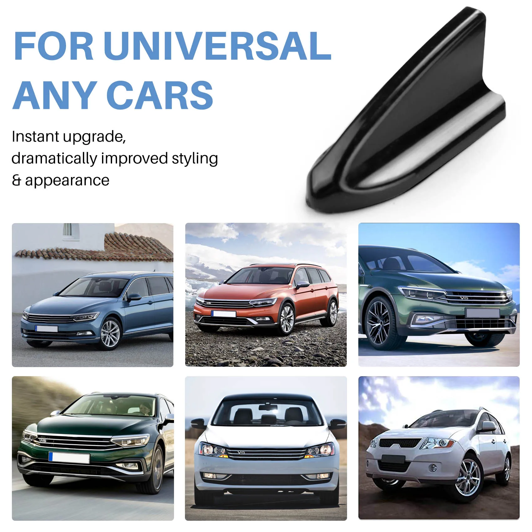 AS-6 個ブラックカー EVO スタイル PP ルーフシャークフィンスポイラーウイングキット渦発生器