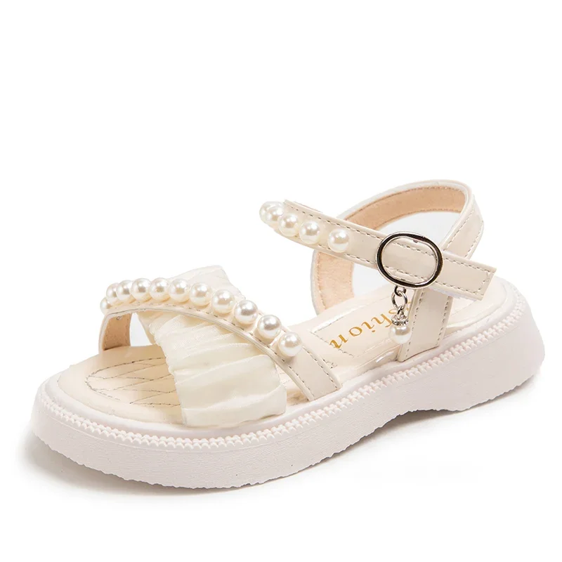 

Girls Cross Princess Sandals Non-slip Kids Summer Beach Shoes Fashion Children Peals Sandals Sweet Open Toes Size 25-37