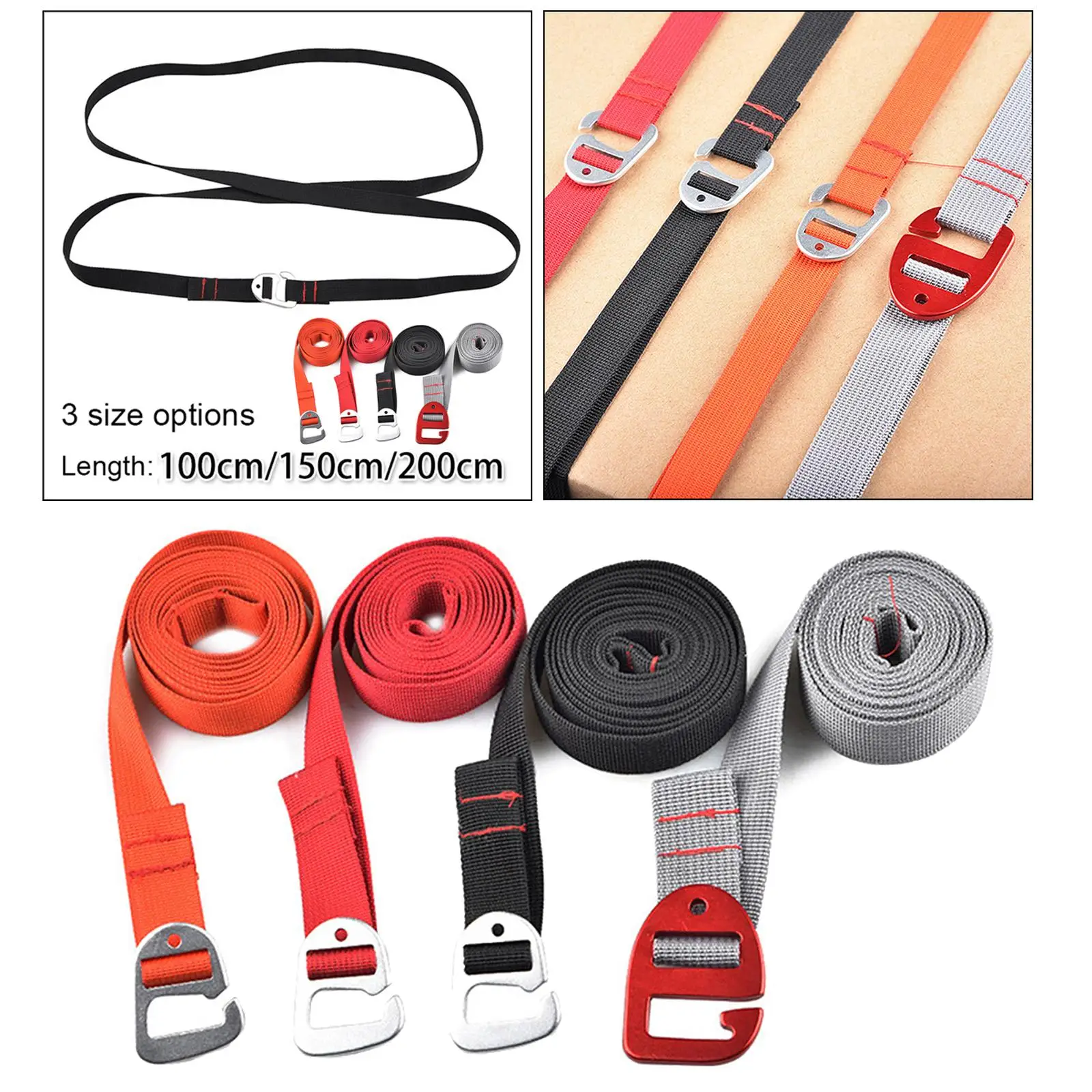 Heavy Luggage Strap with Hook Travel Suitcase Safe Tie Belt Flat Bungee Cord