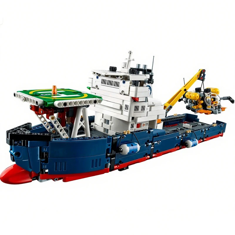 

1327 шт. MOC Технический OceanExplorer Морское исследовательское сосуд DIY Модель Строительные блоки Игрушки на день рождения Подарок