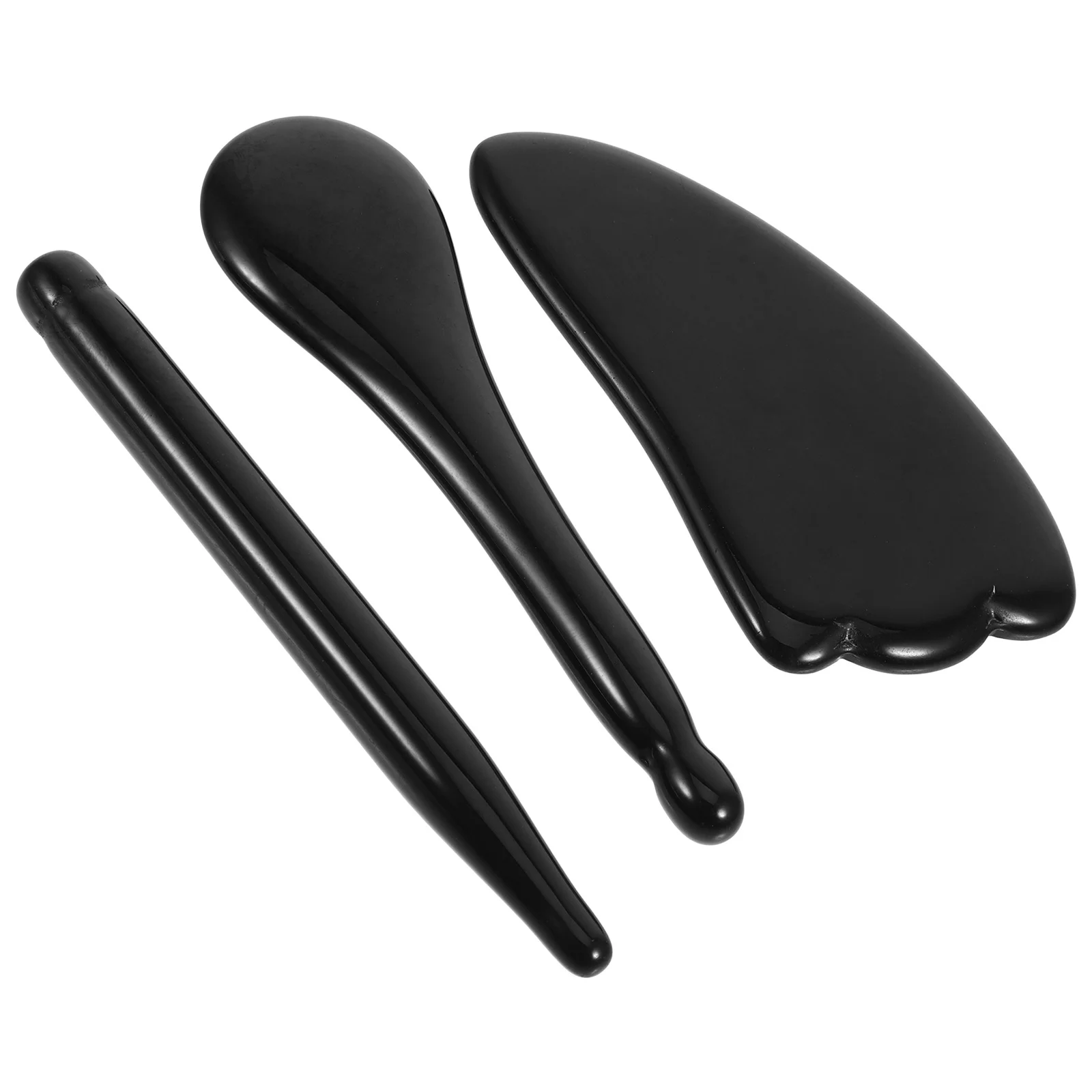 

3Pcs Natural Obsidian Gua Sha Face Massage Tools Set Smooth Facial Sculpting Stone for Deep Tissue Relaxation Skincare Spa