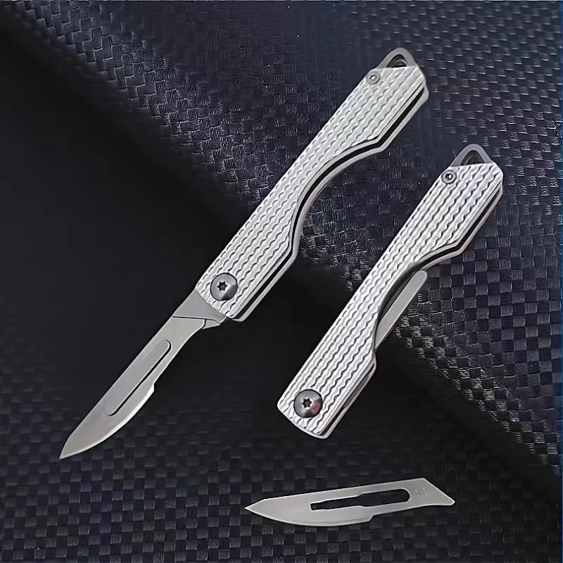 Mini all steel surgical knife for medical animal outdoor EDC open box portable folding surgical knife with 10pcs blades