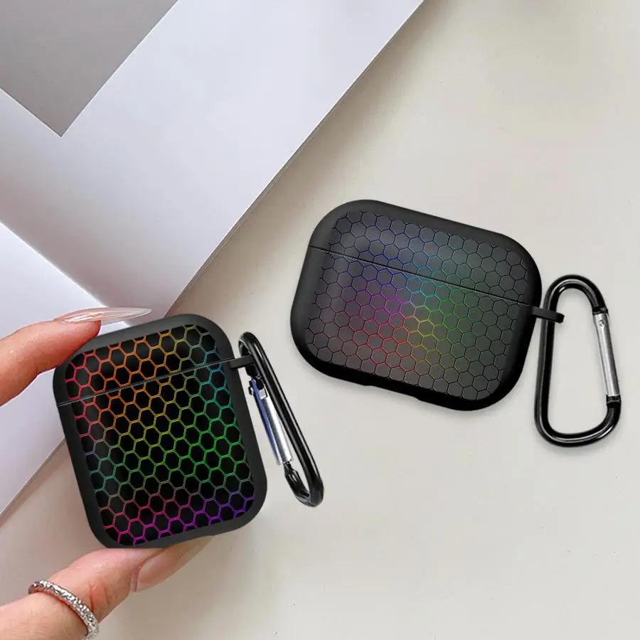 Colored Hexagonal Pattern Earphone Cases Cover Case For Airpods Pro Pro2 2 4 3 1 Pro3