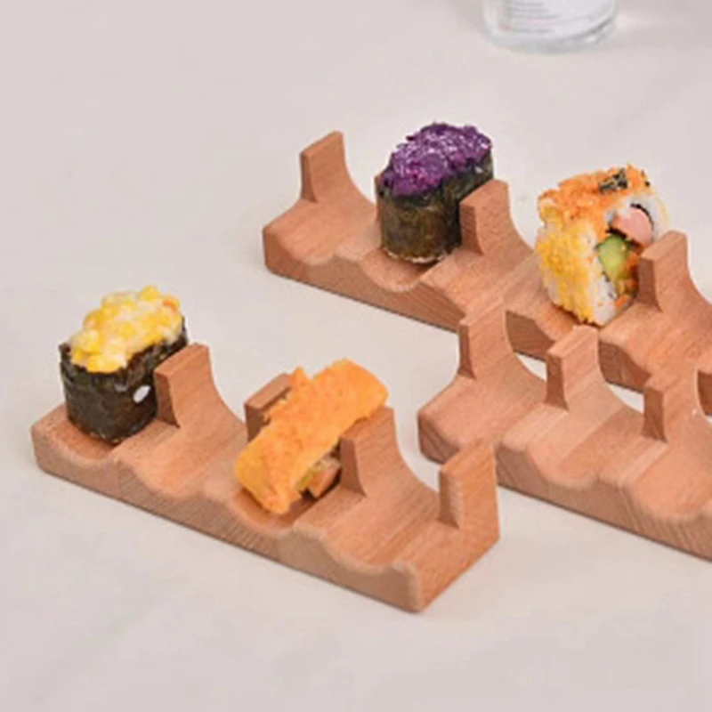 Soporte de madera para Tacos de Sushi, estante divisor para servir, bandeja para platos para restaurante en casa, comedor y fiesta