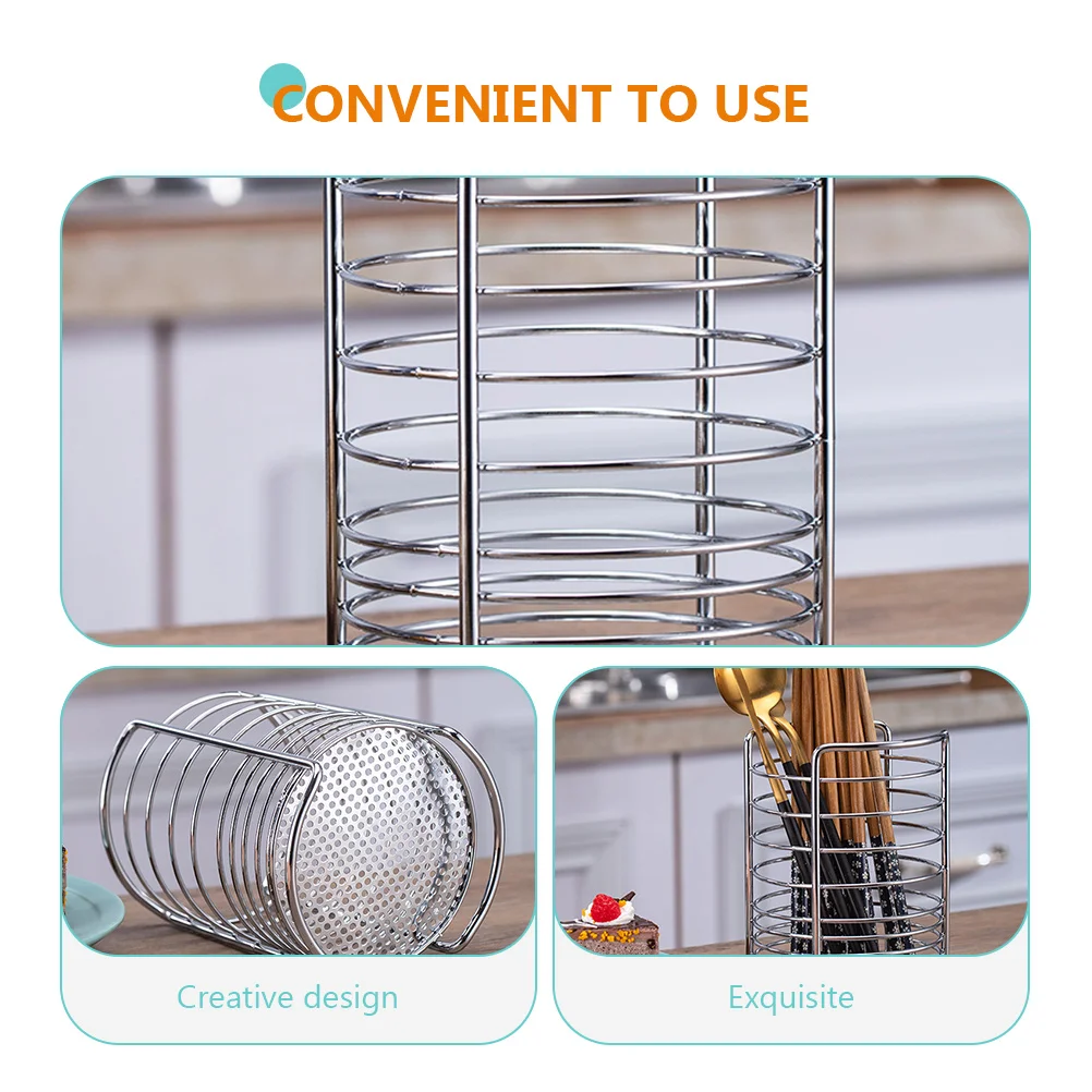 

Stainless Steel Chopsticks Basket Large Cutlery Holder Kitchen Utensil Drying Rack Tableware Organizer Drainage Rack Silver