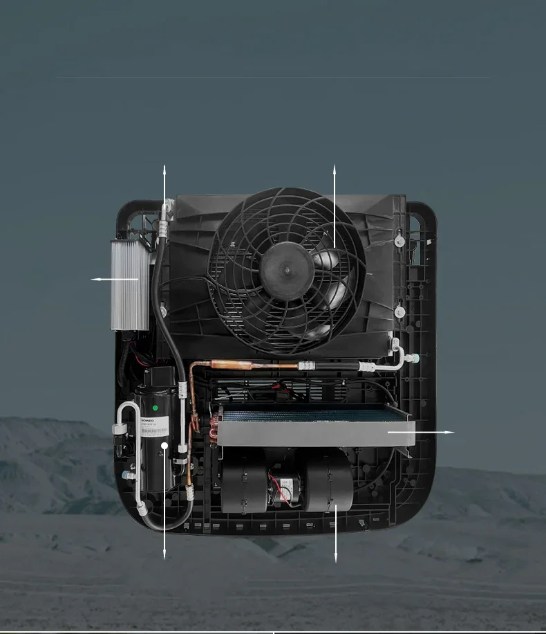 Universal 12v 24v Air Conditioning Systems for Motorhome Truck RV Dual Rotor Compressor Inverter Rooftop Air Conditioners