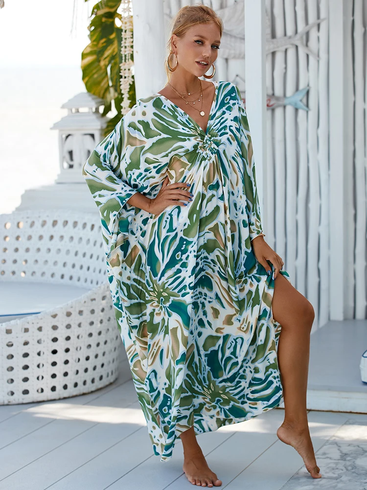 Summer Bohemian Dress Black Strip Beach Cover Up Robe De Plage Sarong Swimsuit Cover Up Beachwear Cover-ups Beach Kaftan Tunic