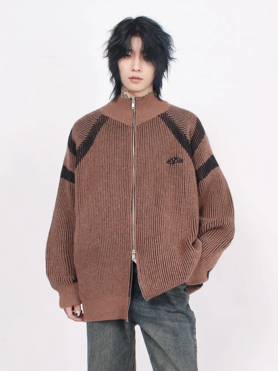 

Мужские пуловеры с меховым воротником в стиле Харадзюку: креативный японский батик, свободный крой, уникальный дизайн, яркие цвета, молодежные, летние, модные и стильные