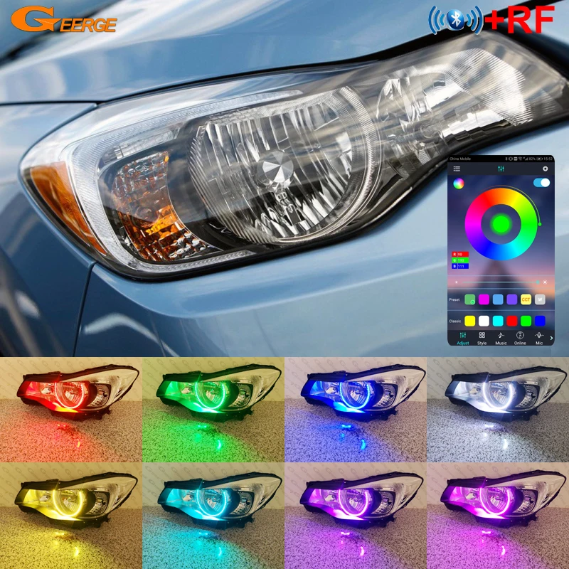 For Subaru Impreza XV Crosstrek GJ GP BT App RF Remote Control Multi Color Ultra Bright RGB LED Angel Eyes Kit Halo Rings