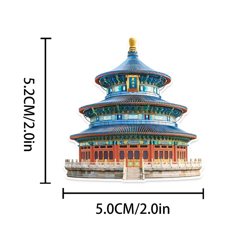 50PCS Historic Building PET Sticker Aesthetic Hand Accounting Transparent DIY Decoration Scrapbooking Supplies