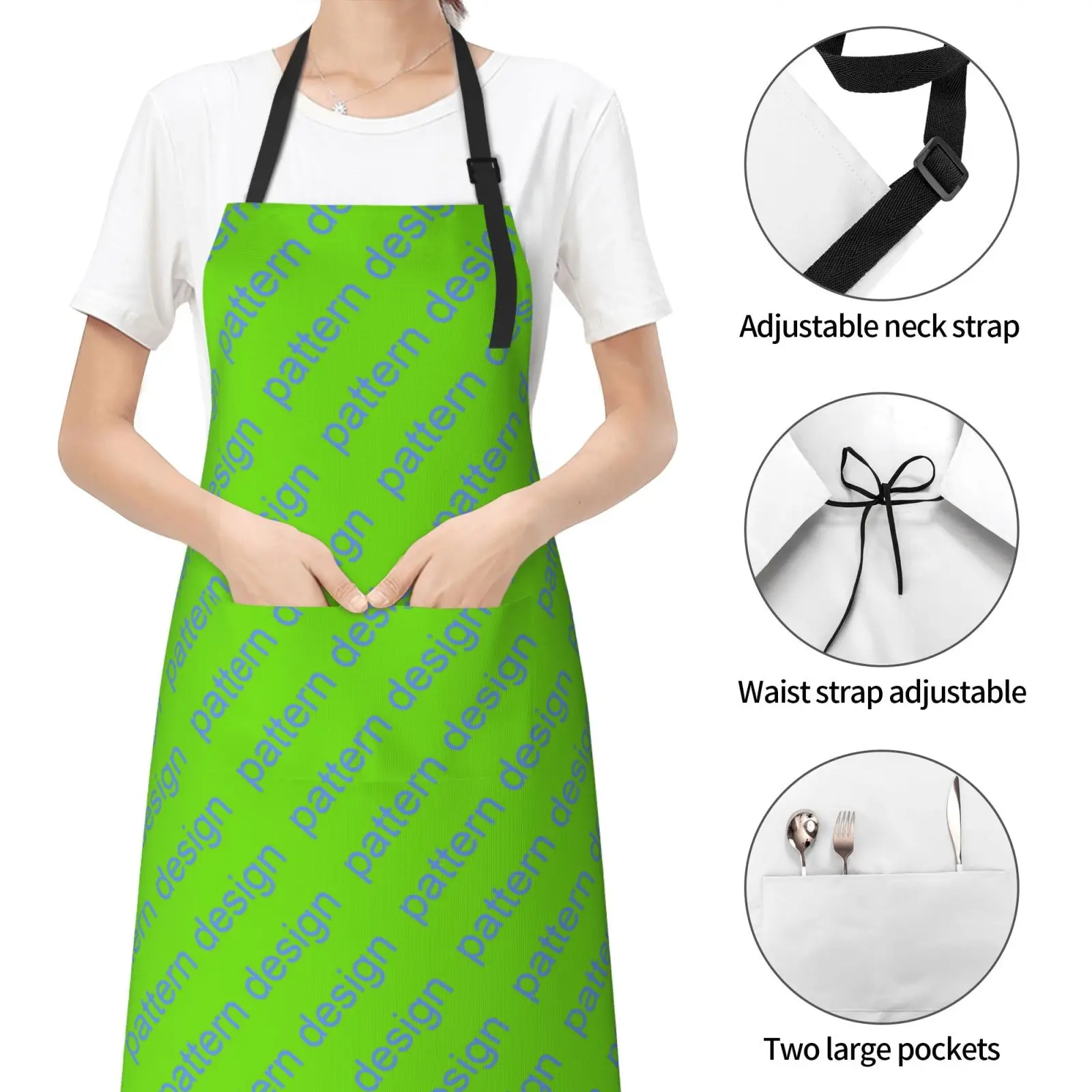 Wholesale 20Pcs Custom Logo Waterproof Apron Oxford Cloth Bulk Oilproof Chef Bib With Pockets Barista Restaurant Work Uniform