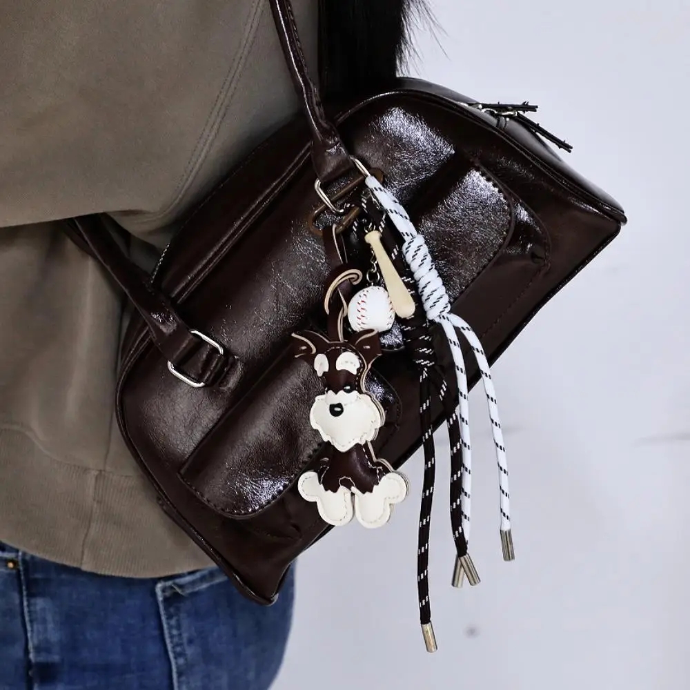 Cute Leather Bear Women‘s Bag Pendant Simple Cute Leather Keychain Lovely Bag Charm Phone Pendant Key Ring Accessories Wholesale