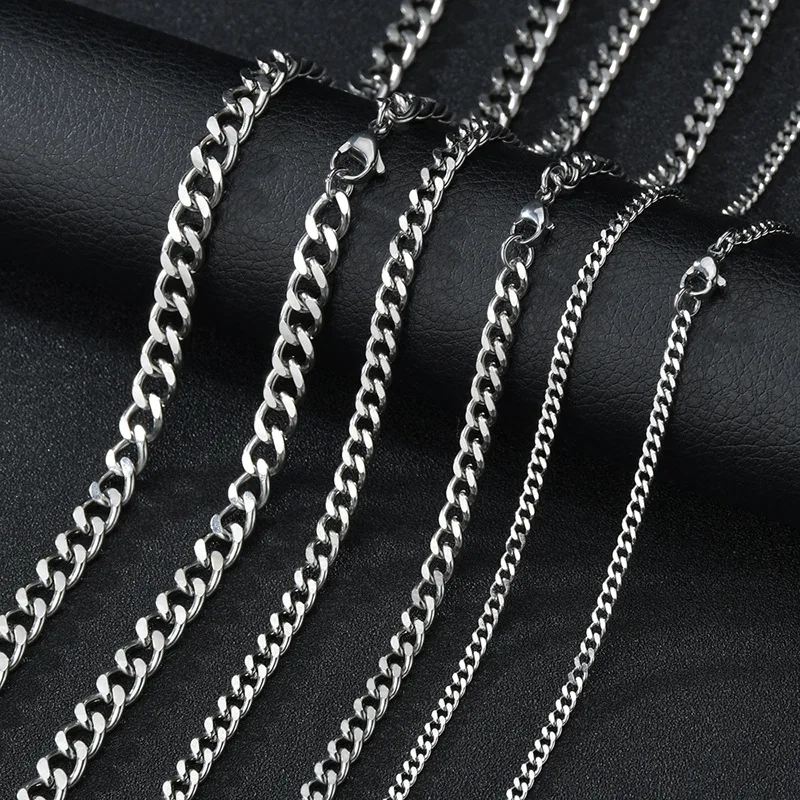 Einfache Edelstahl-Kubanische Kettenkette für Männer, Hip-Hop-Straßenschmuck für Frauen – Detail 4