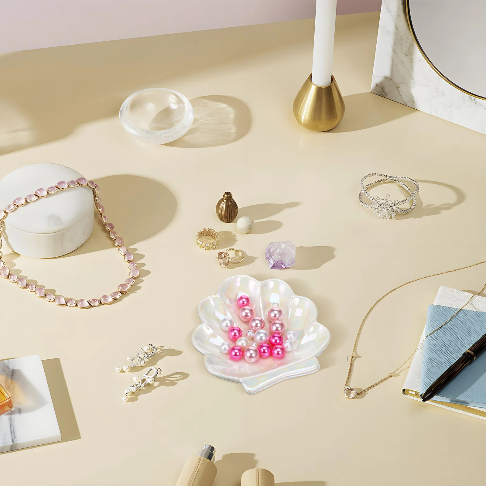 

1Pcs Creative Storage Tray Shell Shape Ceramic Jewelry Plate for Cosmetics Rings Keys Display Home Decor Decoration