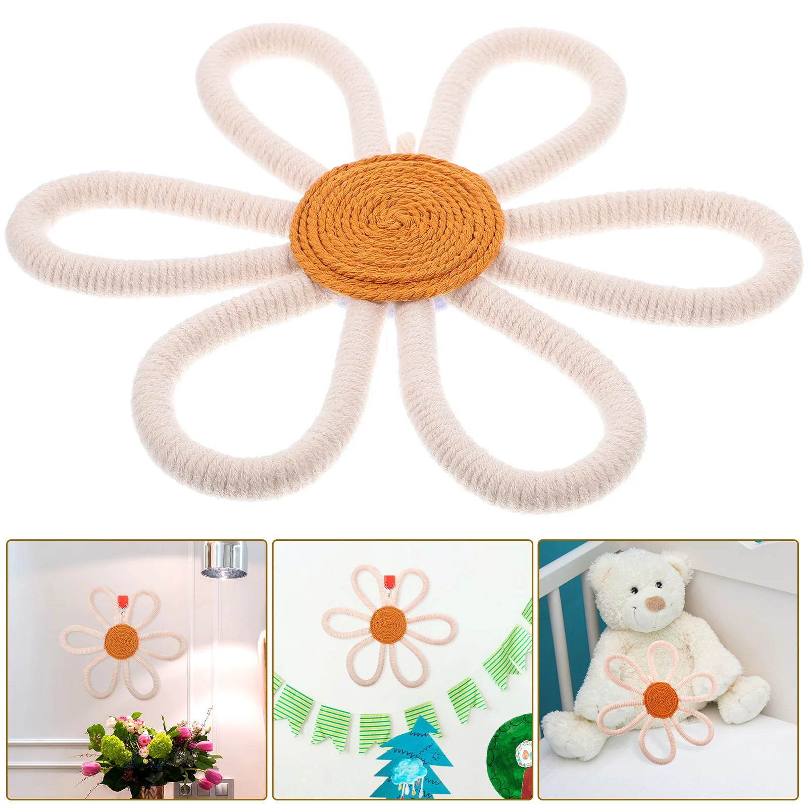 Woven Daisy Wall Decor Bohemian Floral Hanging For Nursery Kids Room Girl Bedroom Cotton Rope Craft Decoration Handicraft