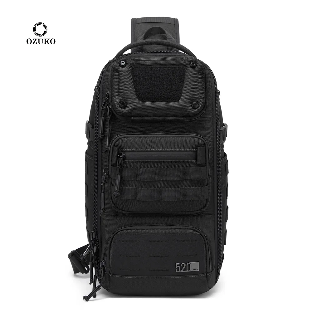 OZUKO Men Chest Pack Tactical Sling Bag Waterproof Multi-Functional Large Capacity Wear Resistant Outdoor Crossbody Shoulder Bag