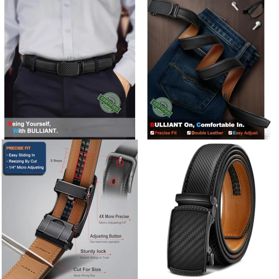 

Men's Belt,Slide Ratchet Belt Adjsutable For Men Suit Casual Jeans Gift Boxed,Trim To Fit,40"-44"Waist Adjustable