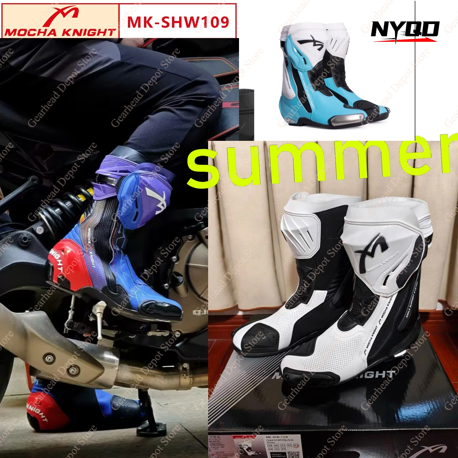 MOCHA Motorcycle Boots Men Women Racing Riding Boots Breathable Anti Fall Protective Motocross Off Road Track Boots Biker Shoes