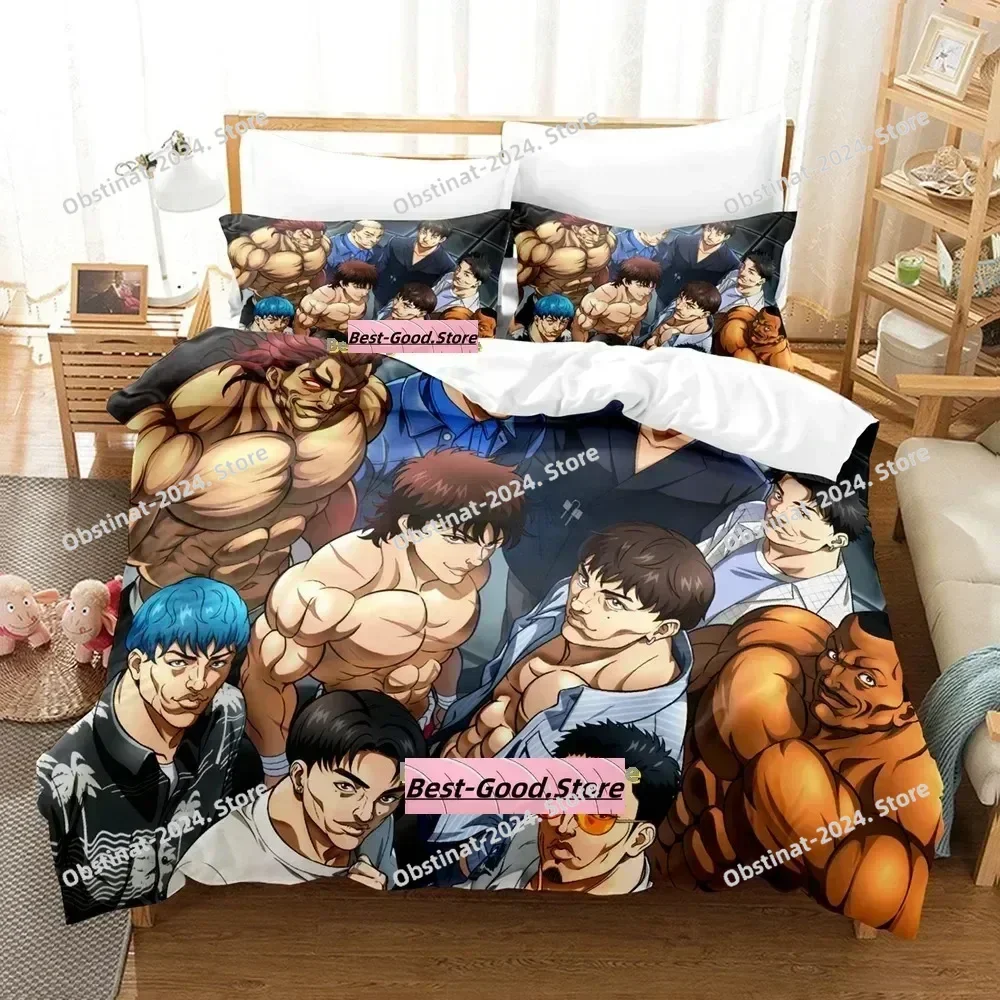 2024 Baki Hanma Bedding Set Printed Bed Set With Pillowcase Bed Duvet Cover Soft Single Double Queen Super King Size Bedroom