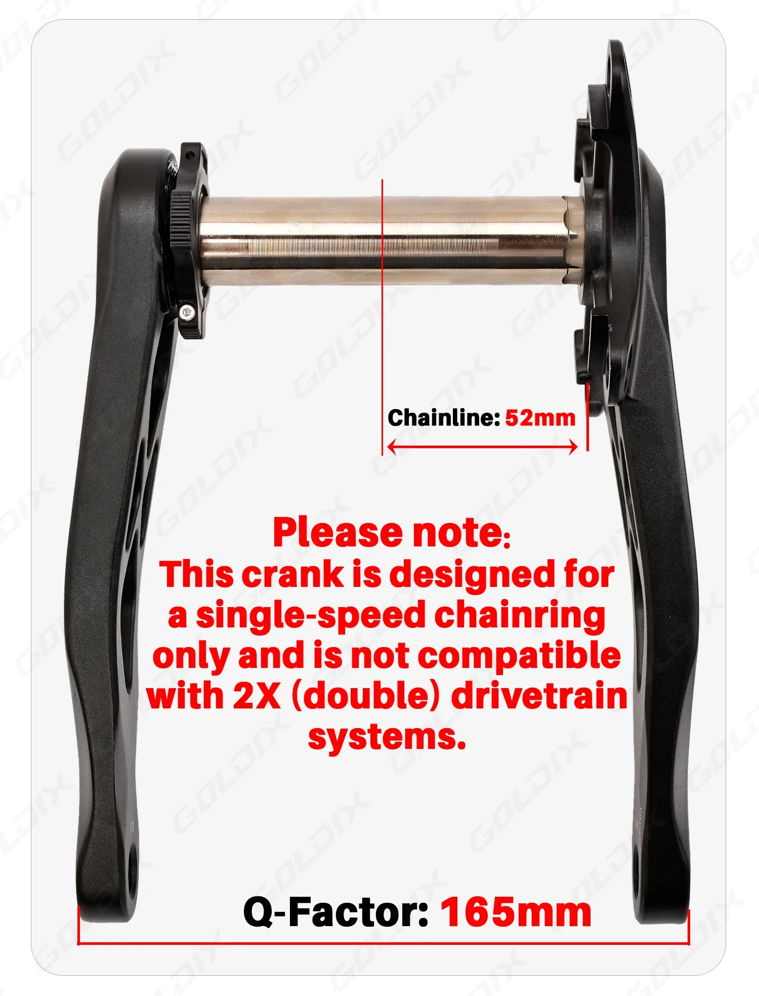 GOLDIX Hochfeste Fahrradkurbelgarnitur aus geschmiedeter Aluminiumlegierung, 104BCD, schmal-breites Kettenblatt, 170 mm Länge, für Mountainbikes. – Detail 6